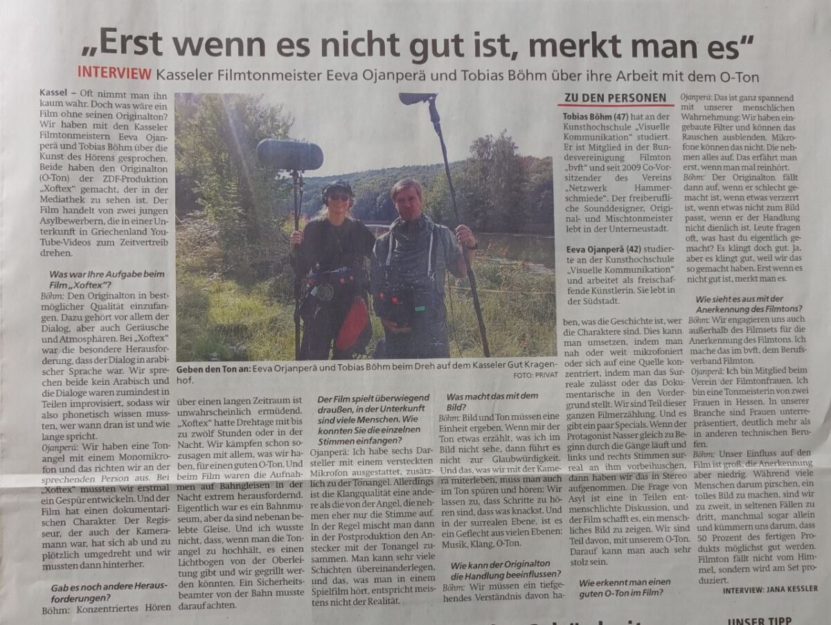 Zeitungsartikel zur O-Ton-Arbeit